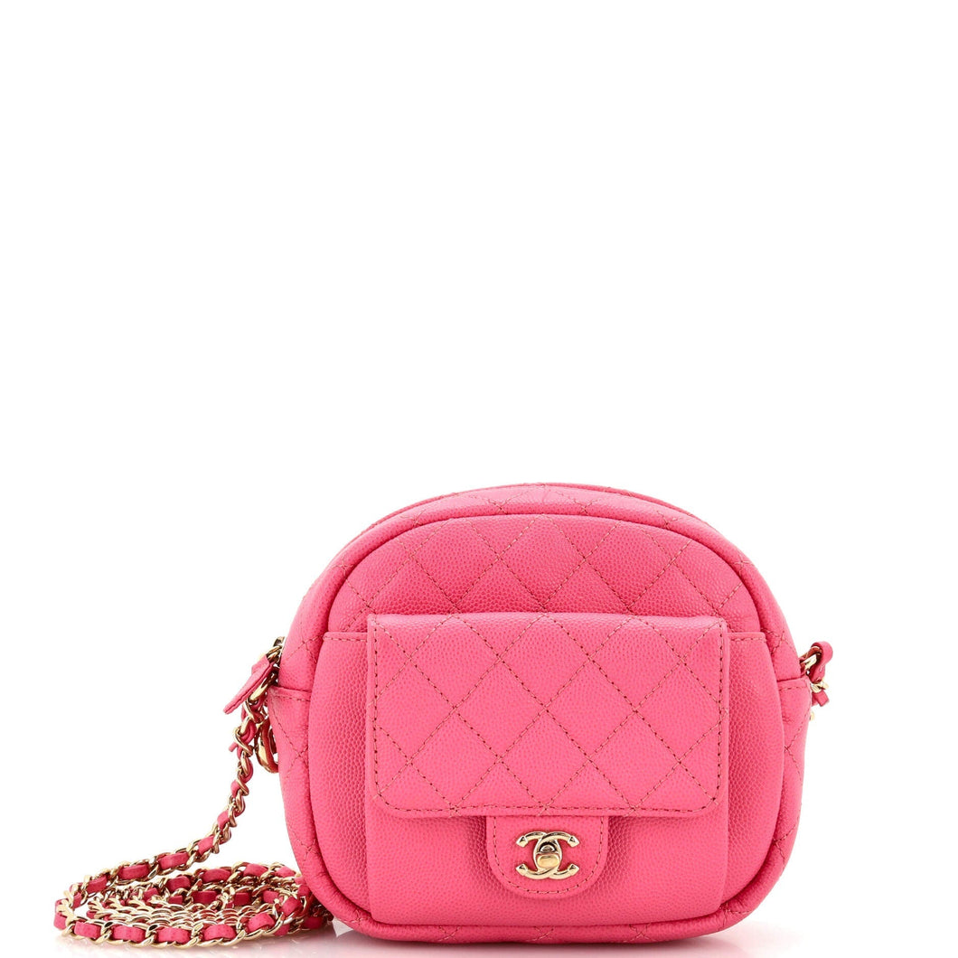 CHANEL CC Day Camera Case Quilted Caviar Small