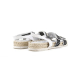 Women's Logo Triple Strap Velcro Espadrille Sandals Fabric and Leather