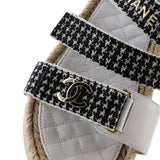 Women's Logo Triple Strap Velcro Espadrille Sandals Fabric and Leather