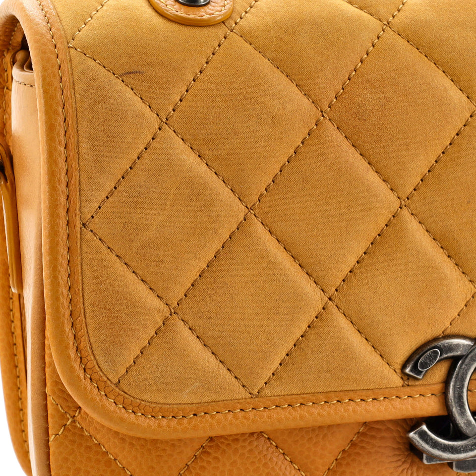 Daily Carry Messenger Bag Quilted Iridescent Calfskin and Caviar Small