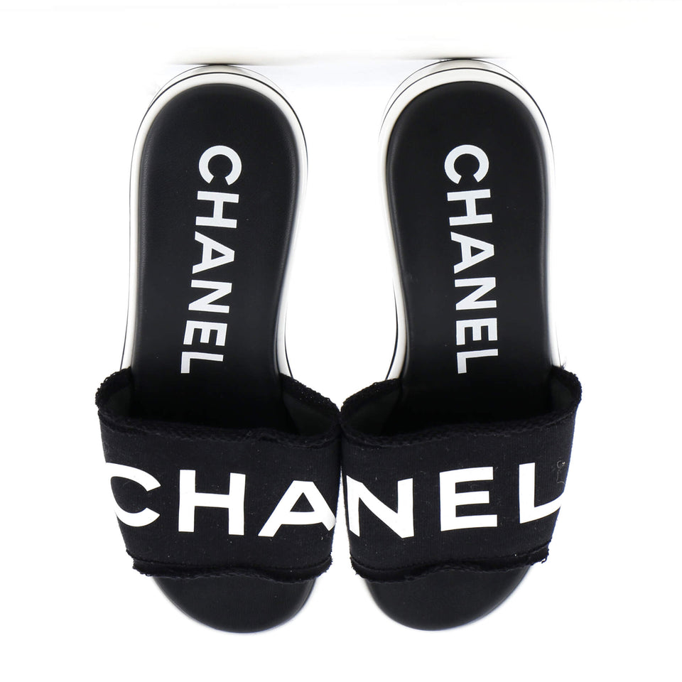Women's CHA-NEL Logo Sandals Fabric