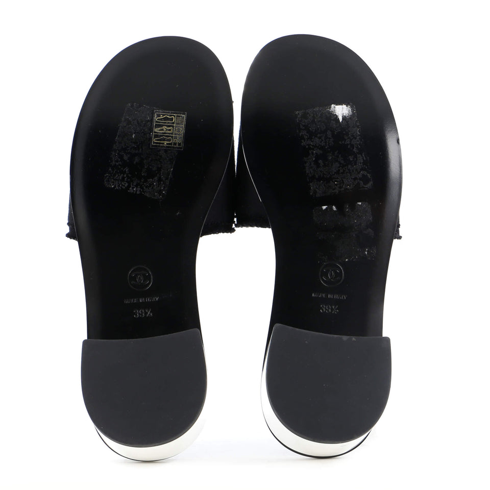 Women's CHA-NEL Logo Sandals Fabric