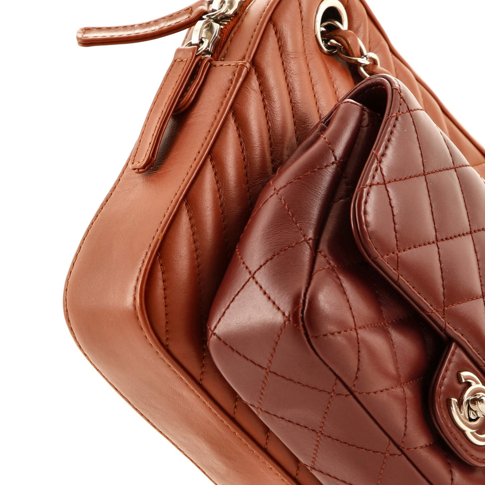 Paris-Hamburg Double Camera Case Bag Chevron and Diamond Quilted Calfskin Small