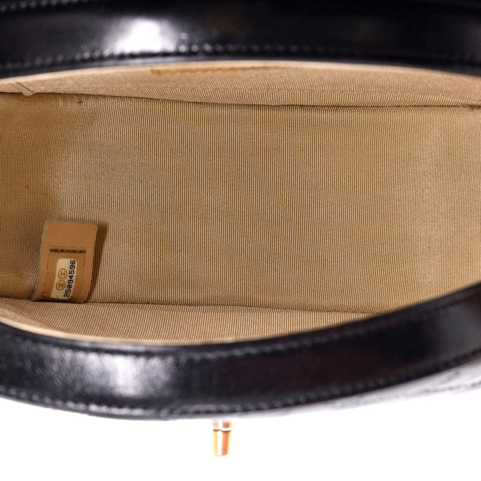 Flap Round Crossbody Bag Quilted Glazed Calfskin Medium