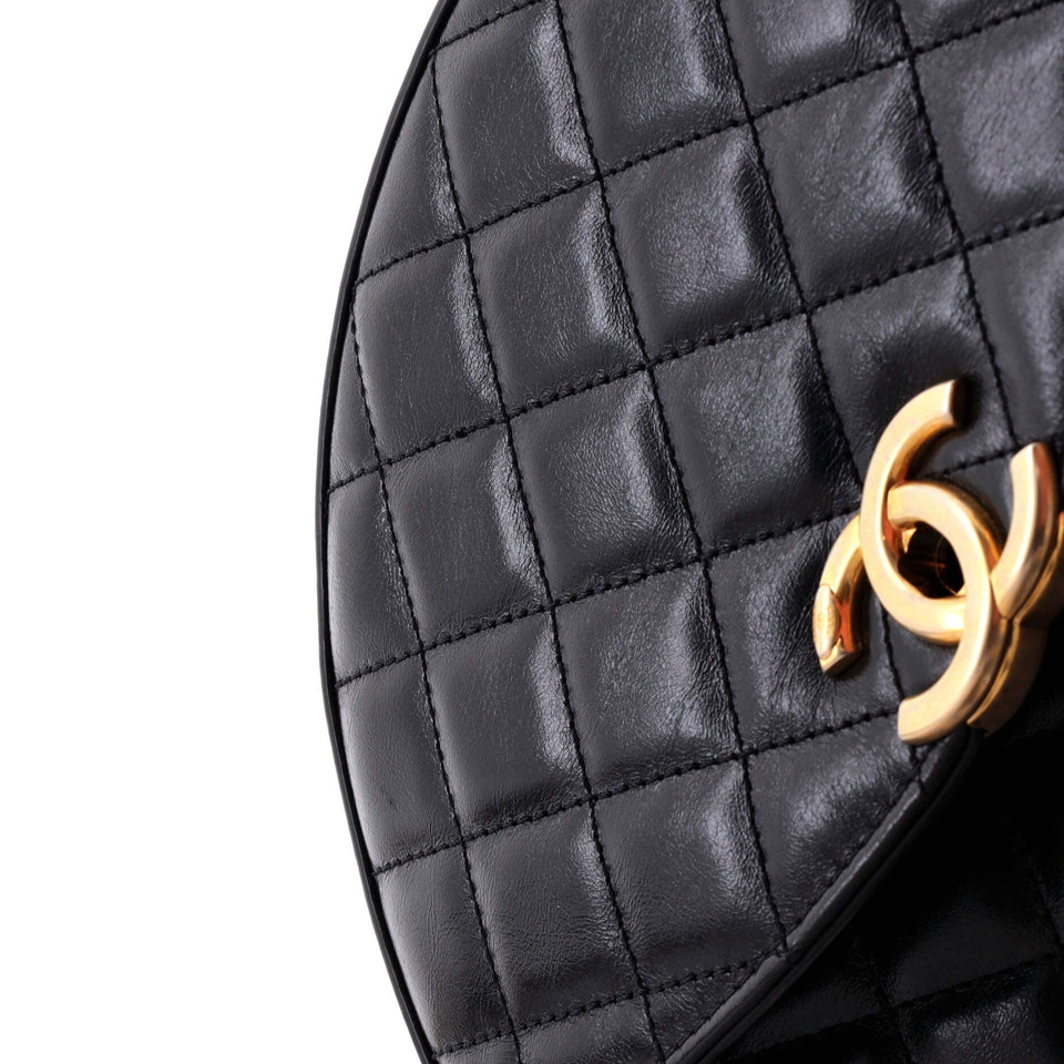 Flap Round Crossbody Bag Quilted Glazed Calfskin Medium