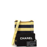 Paris-New York North South Boy Flap Bag Striped Lambskin Small