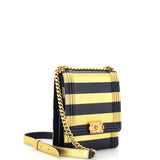 Paris-New York North South Boy Flap Bag Striped Lambskin Small