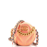 19 Round Clutch with Chain Quilted Iridescent Calfskin
