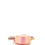 19 Round Clutch with Chain Quilted Iridescent Calfskin