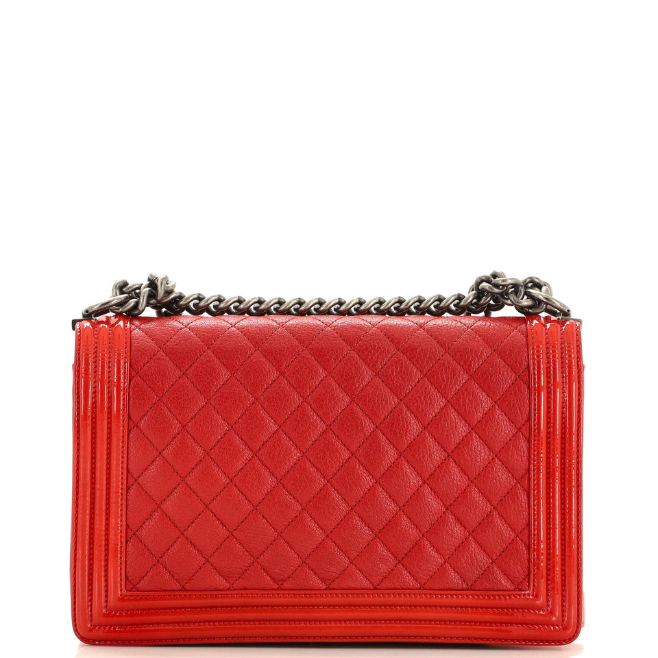 Boy Flap Bag Quilted Goatskin with Patent New Medium