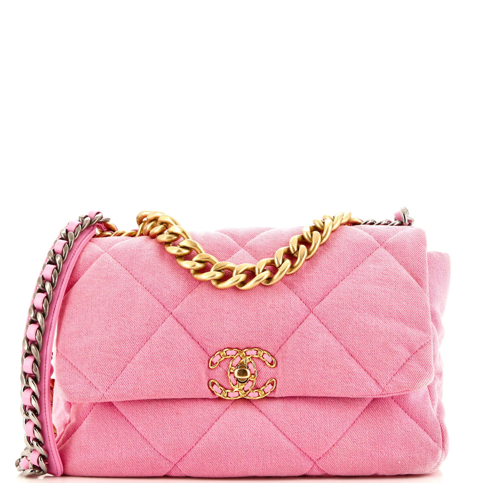 19 Flap Bag Quilted Denim Large