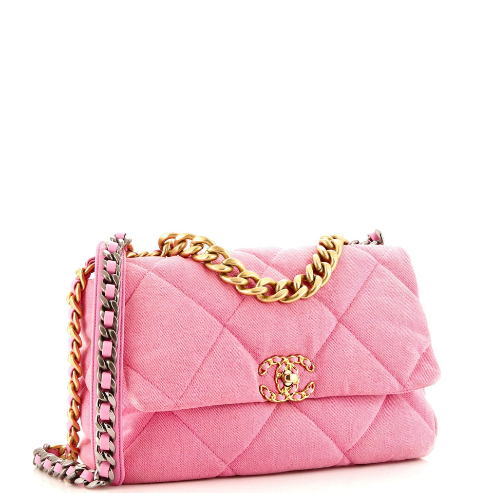 19 Flap Bag Quilted Denim Large