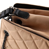 Top Handle CC Drawstring Bucket Bag Quilted Caviar Small
