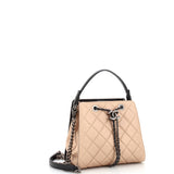 Top Handle CC Drawstring Bucket Bag Quilted Caviar Small