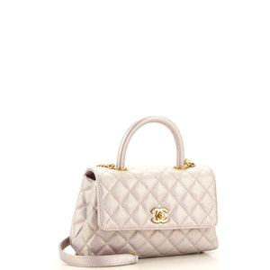 Coco Top Handle Bag Quilted Iridescent Caviar Mini