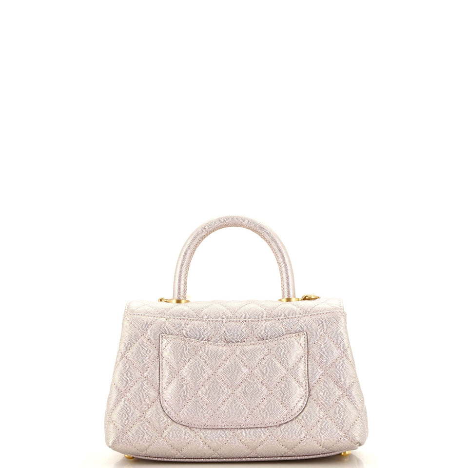 Coco Top Handle Bag Quilted Iridescent Caviar Mini