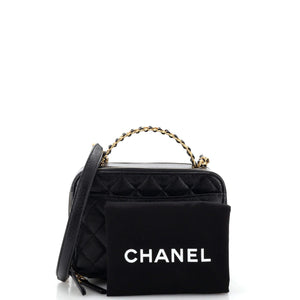 Pick Me Up Logo Handle Vanity Case Quilted Caviar Small