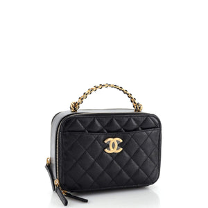 Pick Me Up Logo Handle Vanity Case Quilted Caviar Small