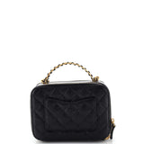 Pick Me Up Logo Handle Vanity Case Quilted Caviar Small