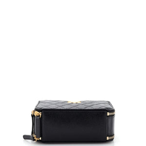 Pick Me Up Logo Handle Vanity Case Quilted Caviar Small