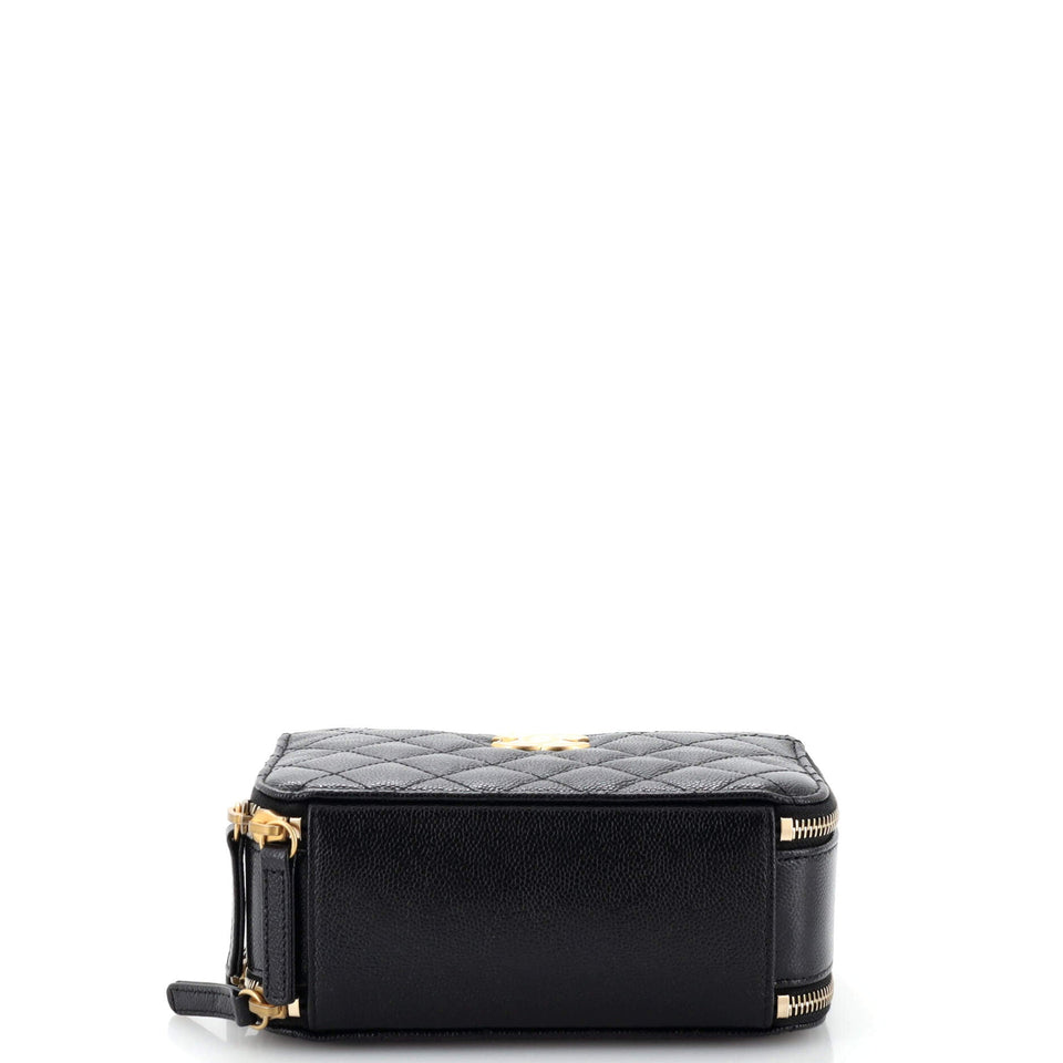 Pick Me Up Logo Handle Vanity Case Quilted Caviar Small