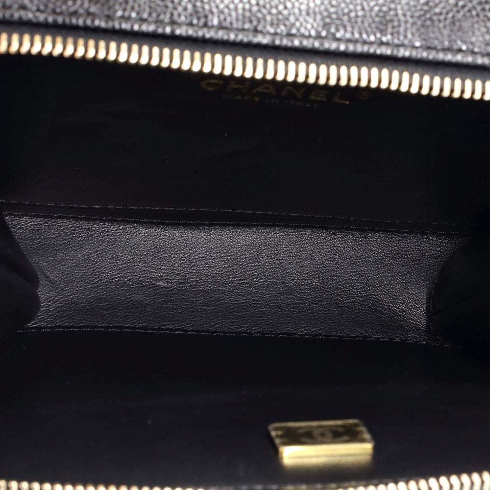 Pick Me Up Logo Handle Vanity Case Quilted Caviar Small