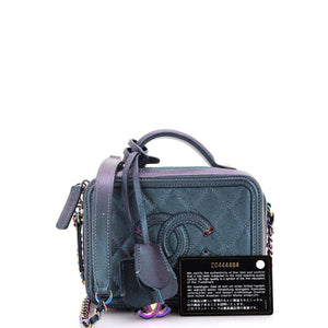 Filigree Vanity Case Quilted Iridescent Caviar Small