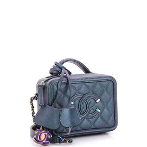 Filigree Vanity Case Quilted Iridescent Caviar Small