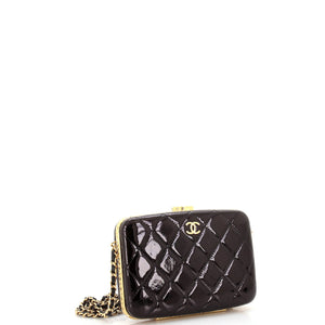 Framed Box Clutch with Chain Quilted Patent Small