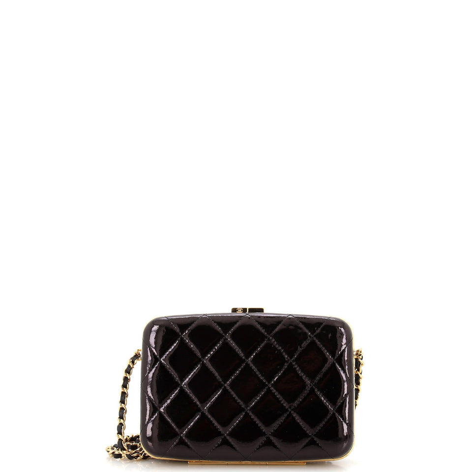 Framed Box Clutch with Chain Quilted Patent Small