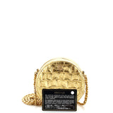 Round Clutch with Chain Crocodile Embossed Metallic Calfskin