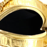 Round Clutch with Chain Crocodile Embossed Metallic Calfskin