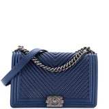Boy Flap Bag Chevron Wrinkled Lambskin New Medium