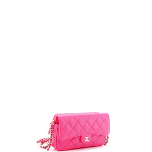 Classic Flap Phone Holder with Chain Quilted Caviar
