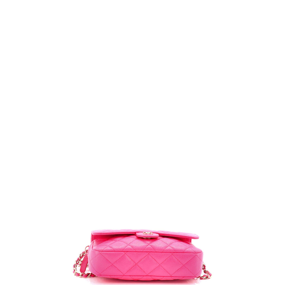 Classic Flap Phone Holder with Chain Quilted Caviar