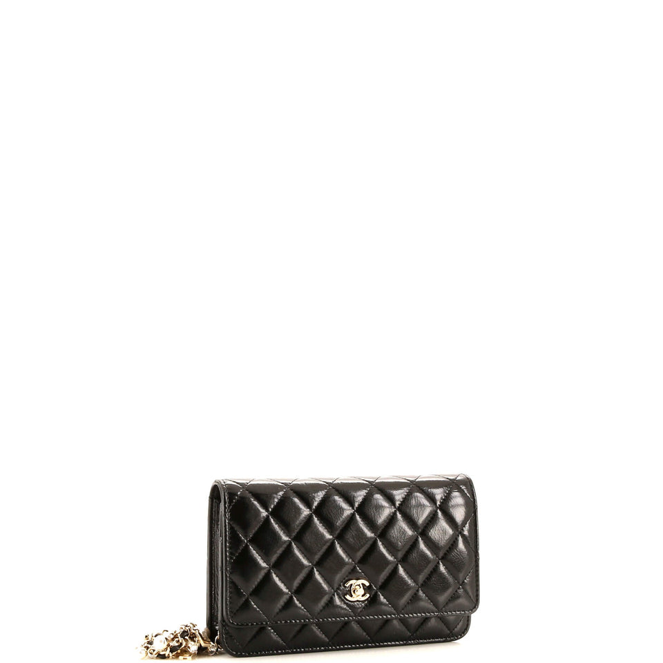 Pearl Charm Wallet on Chain Quilted Glazed Calfskin