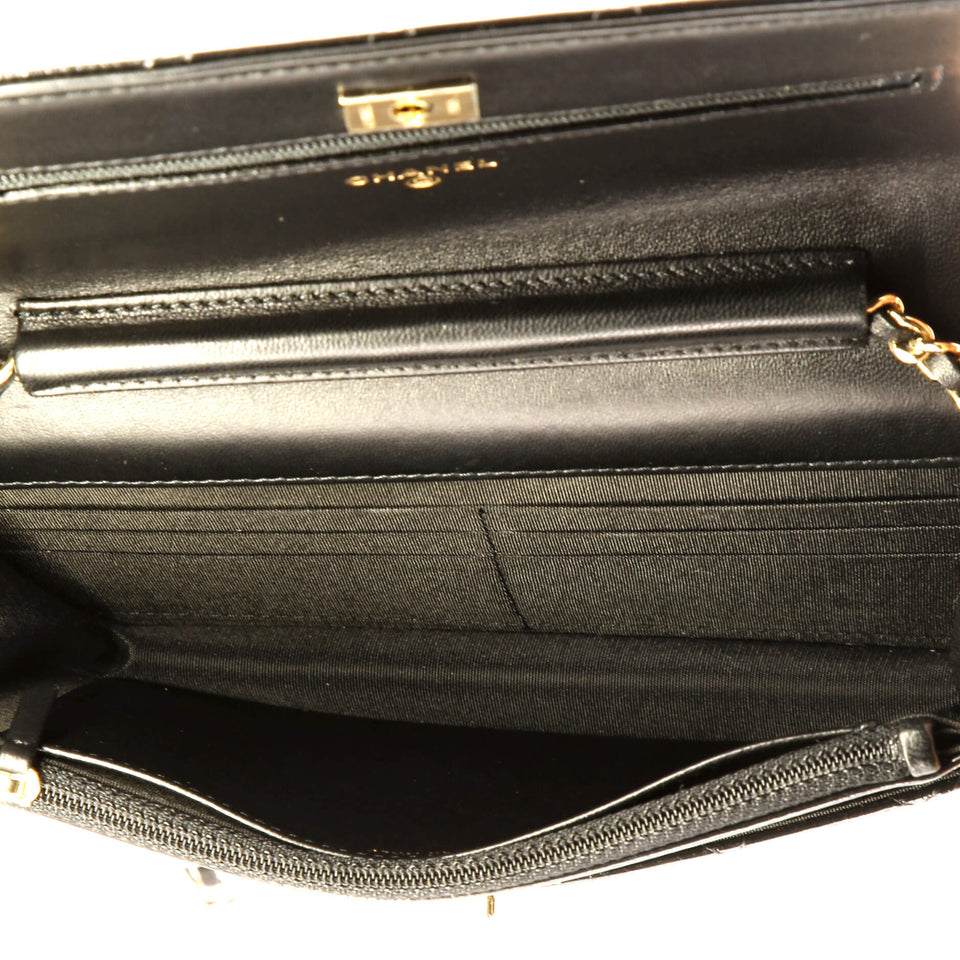 Pearl Charm Wallet on Chain Quilted Glazed Calfskin