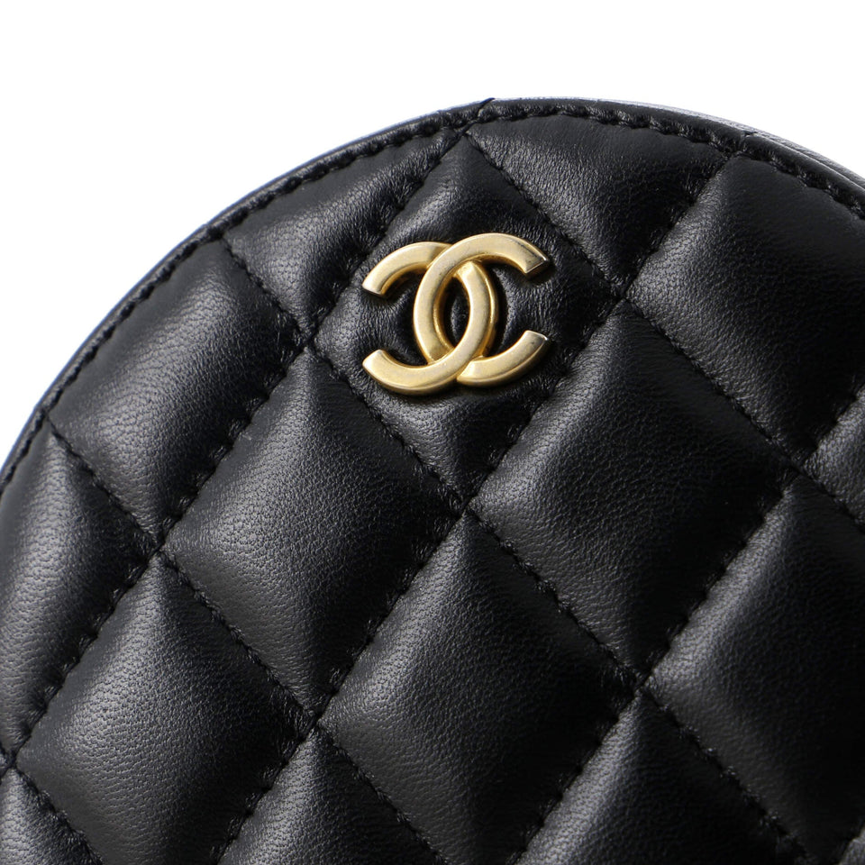 Romance Round Clutch with Chain Quilted Lambskin
