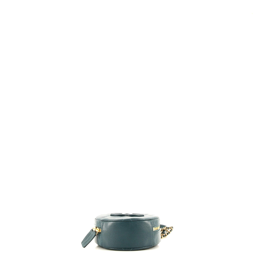Round Vanity With Chain Quilted Caviar Small