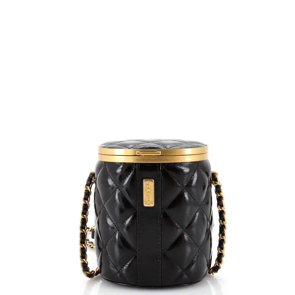 Crown Box Vanity Bag Quilted Patent Mini