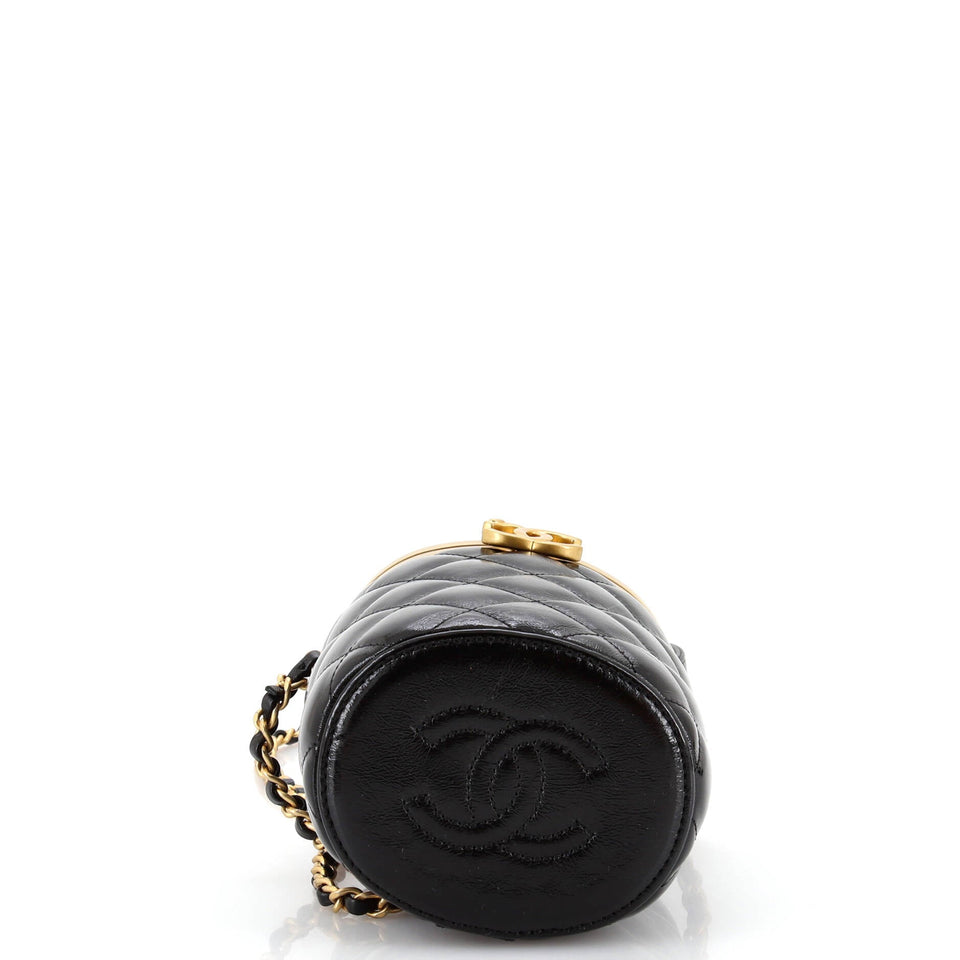 Crown Box Vanity Bag Quilted Patent Mini