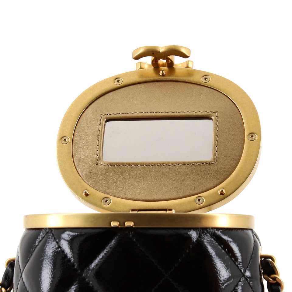 Crown Box Vanity Bag Quilted Patent Mini