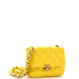 Lacquered Metal CC Flap Bag Quilted Lambskin Mini
