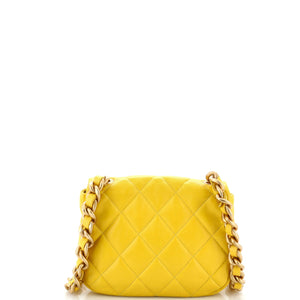 Lacquered Metal CC Flap Bag Quilted Lambskin Mini