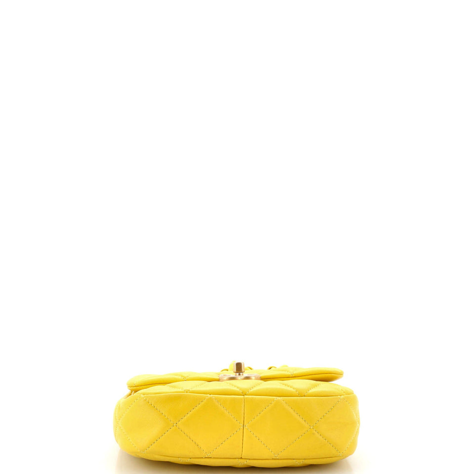 Lacquered Metal CC Flap Bag Quilted Lambskin Mini