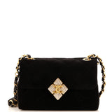 Diamond Lock CC Flap Bag Quilted Velvet with Crystals Mini