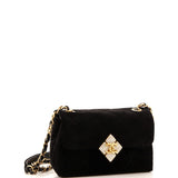 Diamond Lock CC Flap Bag Quilted Velvet with Crystals Mini
