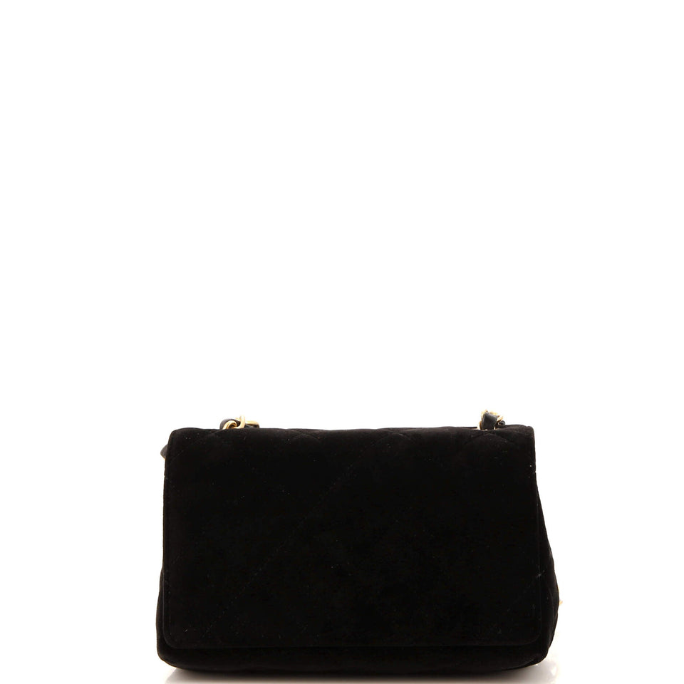 Diamond Lock CC Flap Bag Quilted Velvet with Crystals Mini