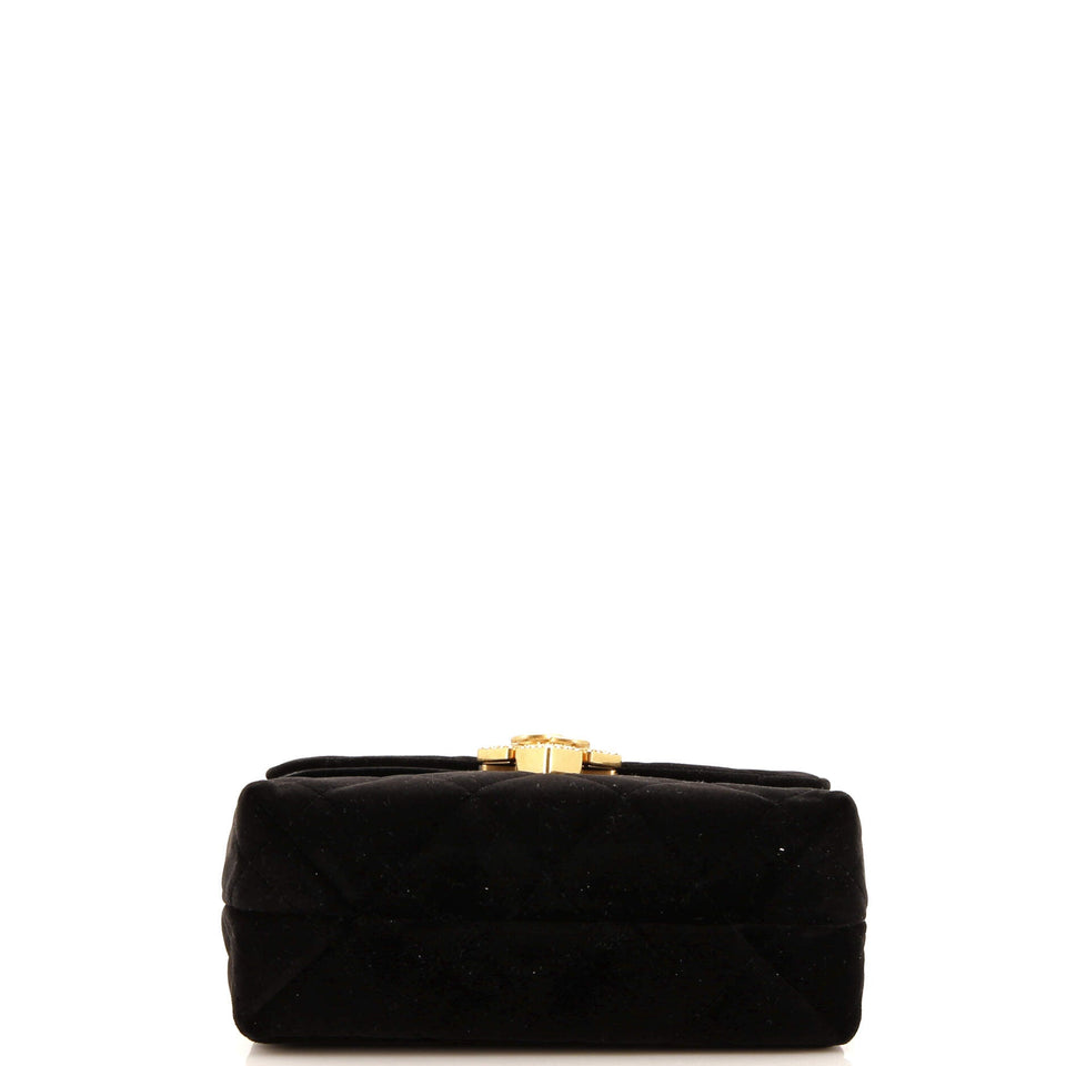 Diamond Lock CC Flap Bag Quilted Velvet with Crystals Mini
