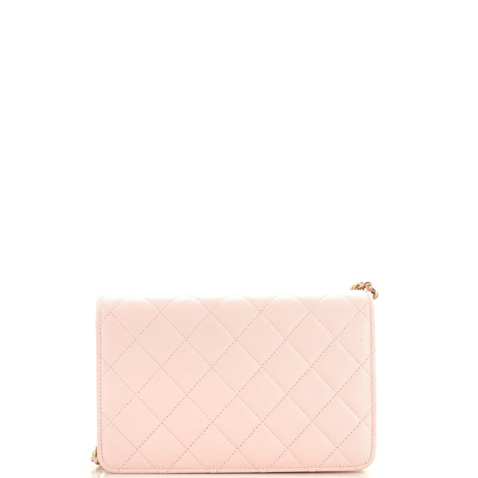 Twisted Crystals CC Wallet on Chain Quilted Caviar